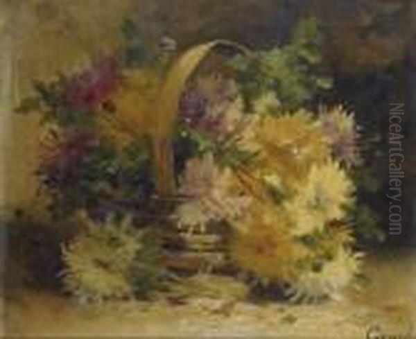 Fleurs Dans Un Panier Oil Painting by Eugene Henri Cauchois