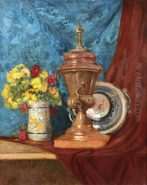 Bouquet De Fleur Oil Painting by Eugene Henri Cauchois