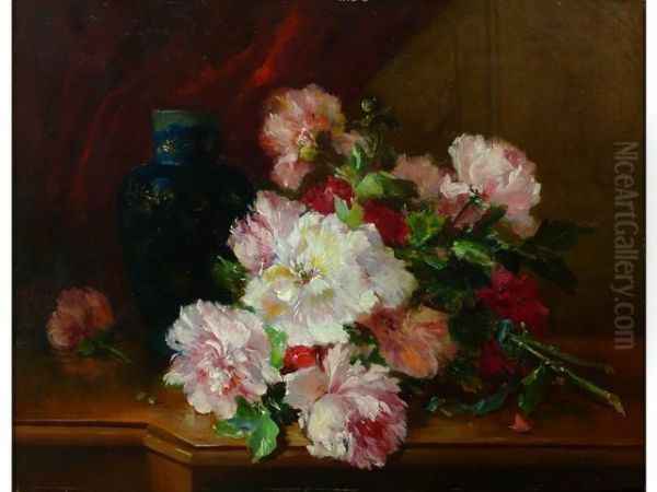 Bouquet De Roses Oil Painting by Eugene Henri Cauchois