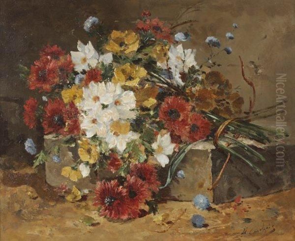 Bouquet De Fleurs Oil Painting by Eugene Henri Cauchois