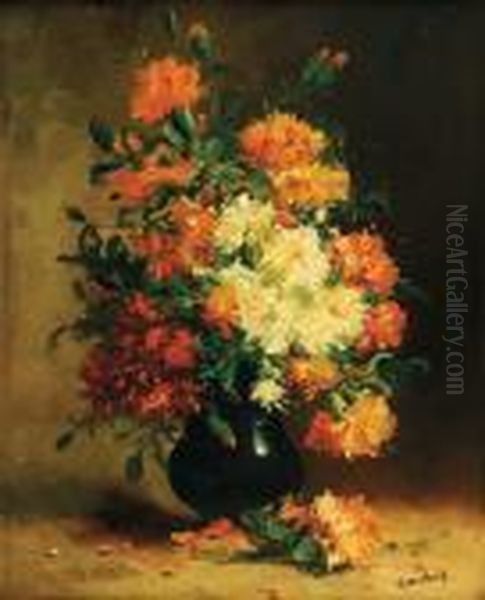 Nature Morte Aux Fleurs Oil Painting by Eugene Henri Cauchois