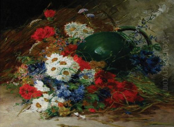 Overturned Vase Of Flowers Oil Painting by Eugene Henri Cauchois