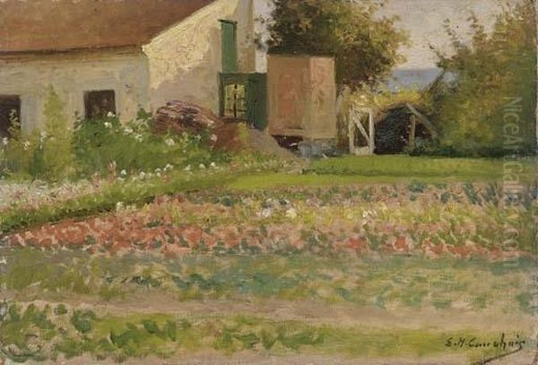 The Kitchen Garden Oil Painting by Eugene Henri Cauchois