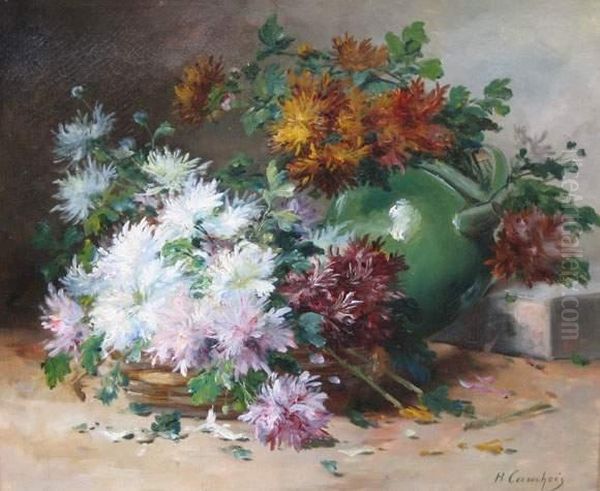  Bouquet De Dahlias  Oil Painting by Eugene Henri Cauchois