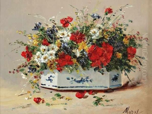 Jardinieresfleuries Oil Painting by Eugene Henri Cauchois