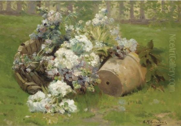 Hamper With Flowers Oil Painting by Eugene Henri Cauchois