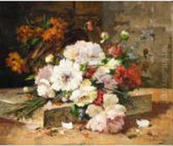 Still Life Of Peonies Oil Painting by Eugene Henri Cauchois