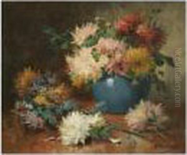 Le Vase Bleu Oil Painting by Eugene Henri Cauchois