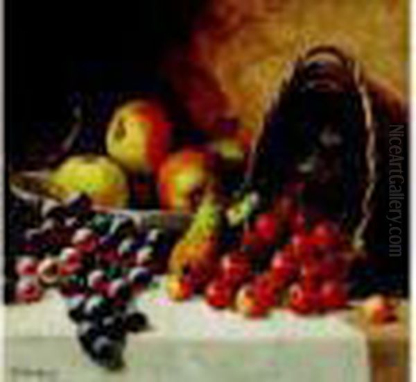 Nature Morte Aux Raisins Oil Painting by Eugene Henri Cauchois