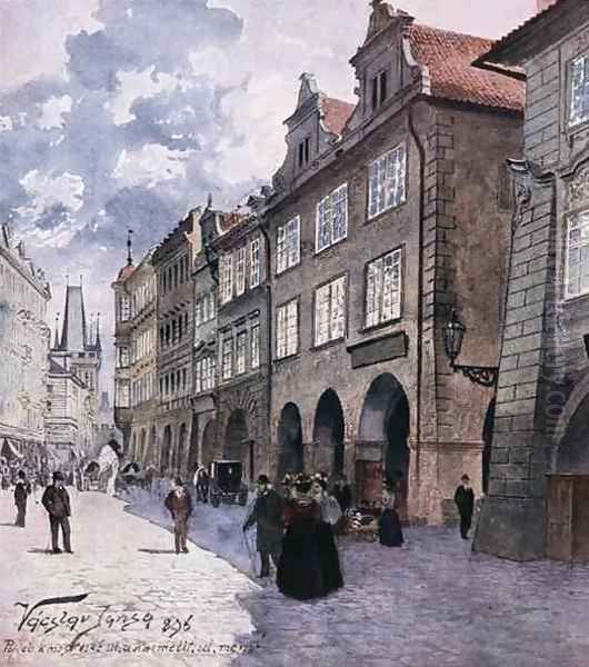 Ulice k Mostu Mala Strana Prague Oil Painting by Vaclav Jansa