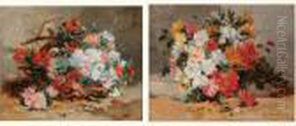  Bouquet - Corbeille De Fleurs  Oil Painting by Eugene Henri Cauchois