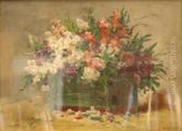 Caisse De Fleurs Oil Painting by Eugene Henri Cauchois