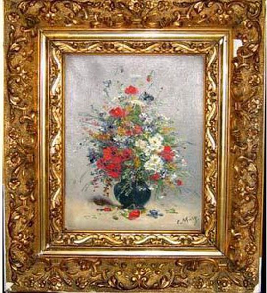  Vase De Fleurs  Oil Painting by Eugene Henri Cauchois