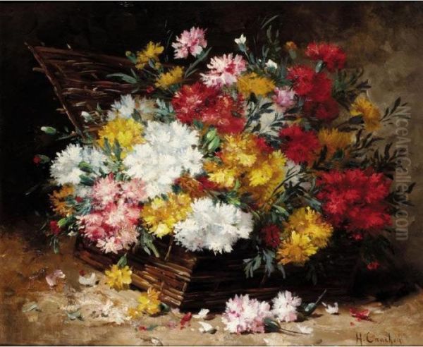 Still Life Of Flowers Oil Painting by Eugene Henri Cauchois