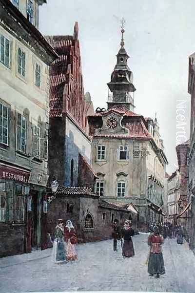 The Jewish Town Hall Prague Oil Painting by Vaclav Jansa