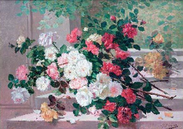 Bouquet De Roses Oil Painting by Eugene Henri Cauchois