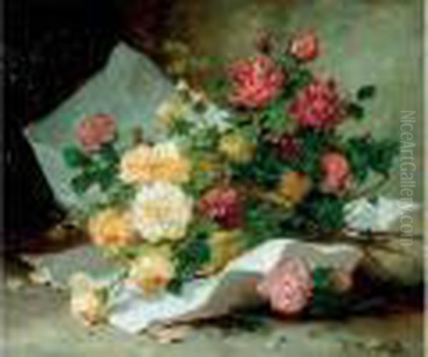 Bouquet De Roses Oil Painting by Eugene Henri Cauchois