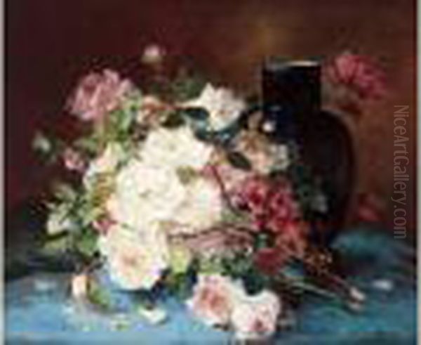 < Jete De Roses >. Oil Painting by Eugene Henri Cauchois