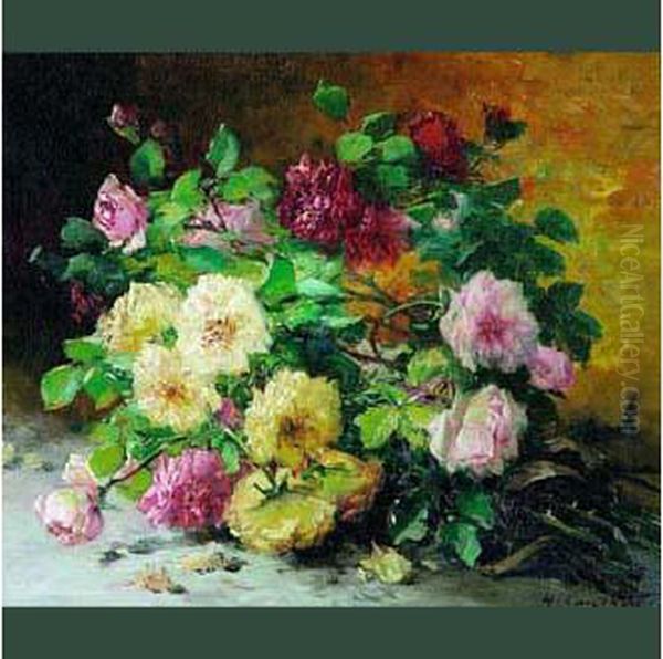 Bouquet De Roses Oil Painting by Eugene Henri Cauchois