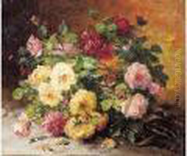 Jete De Roses Oil Painting by Eugene Henri Cauchois