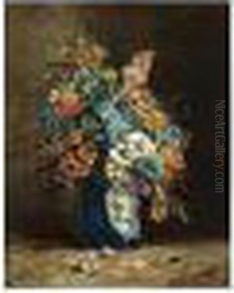 Mixed Flowers Oil Painting by Eugene Henri Cauchois