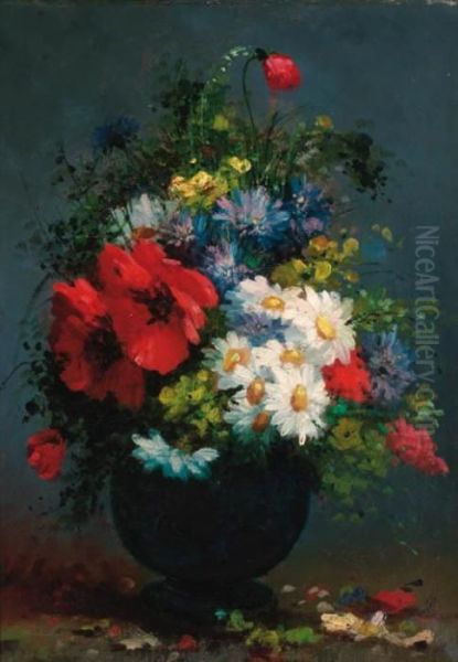 Summer Flowers In A Vase Oil Painting by Eugene Henri Cauchois