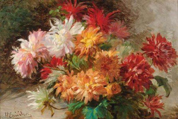 Chrysanthemums Oil Painting by Eugene Henri Cauchois