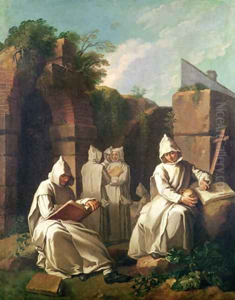 Carthusian Monks in Meditation Oil Painting by Etienne Jeaurat