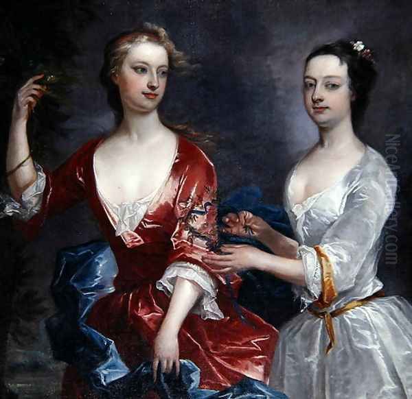 Martha and Teresa Blount Oil Painting by Charles Jervas