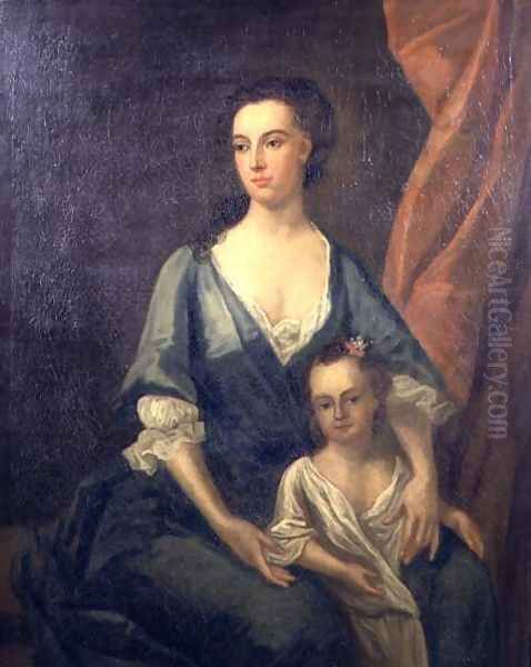 Portrait of Catherine Shorter with Horace Walpole 1717-97 Oil Painting by Charles Jervas