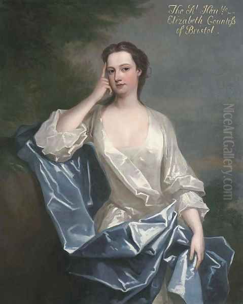 Portrait Of A Lady, Traditionally Identified As Elizabeth Felton, Of Playford, Later Countess Of Bristol (1677-1741), Three-Quarter-Length Oil Painting by Charles Jervas