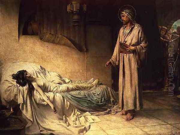 The Raising of Jairus Daughter Oil Painting by George Percy Jacomb-Hood