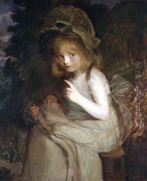 Hush a girl with a doll Oil Painting by Blanche Jenkins