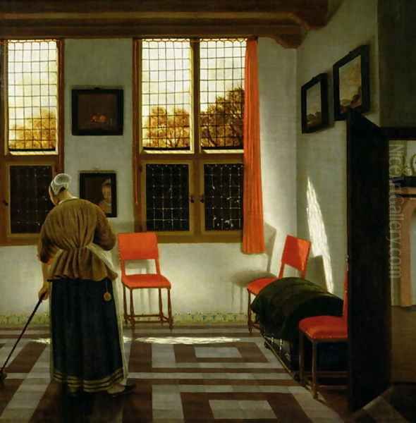 A Dutch Interior Oil Painting by (Elinga) Pieter Janssens