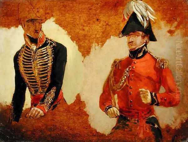 Studies of Royal Horse Artillery Uniform and of an ADC to the Commander in Chief a study for The Battle of Waterloo Oil Painting by George Jones