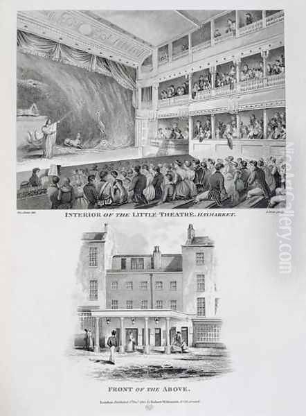 Interior of the Little Theatre Haymarket in London and the Front of the Above Oil Painting by George Jones