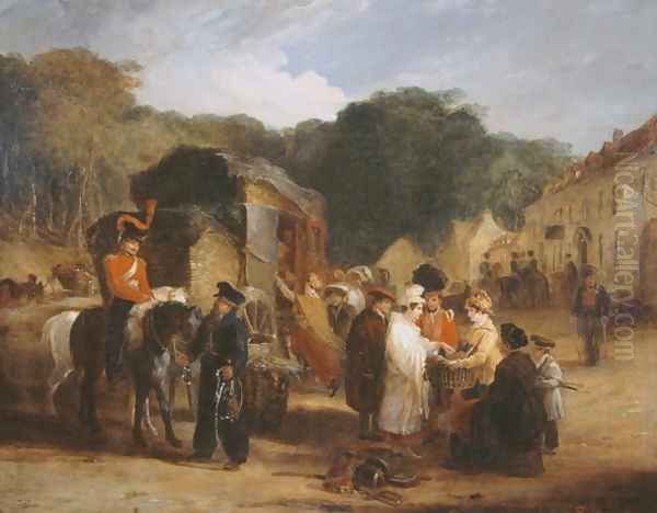 The Village of Waterloo Oil Painting by George Jones