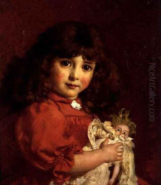 A Favourite Doll Oil Painting by Cyrus Johnson