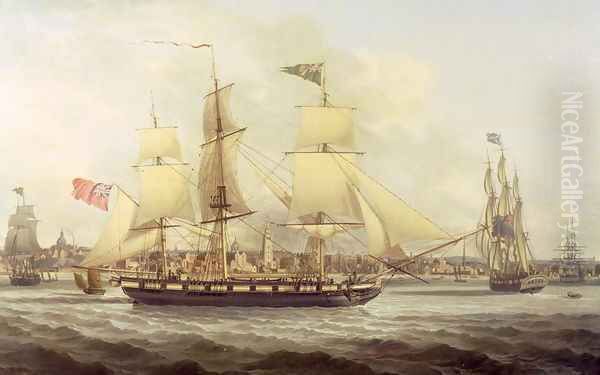 The Irish Packet in Two Positions Off Liverpool Oil Painting by Joseph Jenkinson