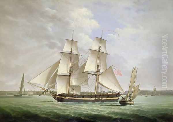 An armed merchantman and other shipping on the River Mersey off Liverpool Oil Painting by Joseph Jenkinson