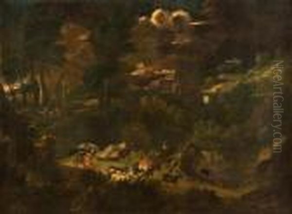 Paesaggio Con Pastori Sorpresi Dalla Tempesta Oil Painting by Pieter the Younger Mulier