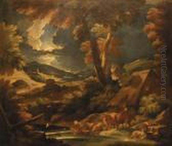 Paesaggio Con Figure E Animali Oil Painting by Pieter the Younger Mulier