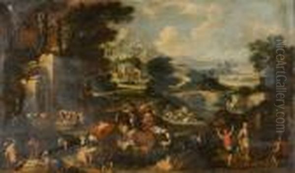 Paesaggio Con Armenti Oil Painting by Pieter the Younger Mulier