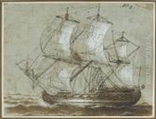 A Ship In Full Sail Oil Painting by Pieter the Younger Mulier