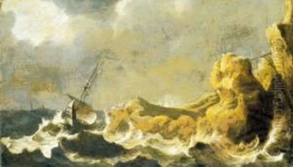 A Storm At Sea Oil Painting by Pieter the Younger Mulier