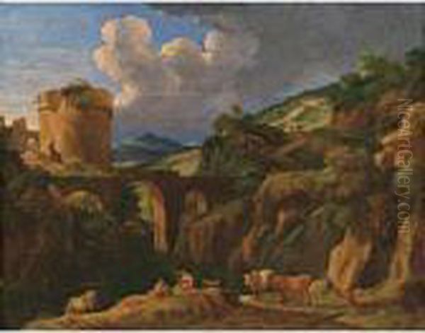 Paesaggio Con Pastori E Armenti Oil Painting by Pieter the Younger Mulier