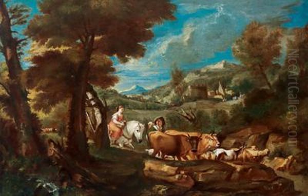 Paesaggio Montuoso Con Pastorella A Cavallo Oil Painting by Pieter the Younger Mulier