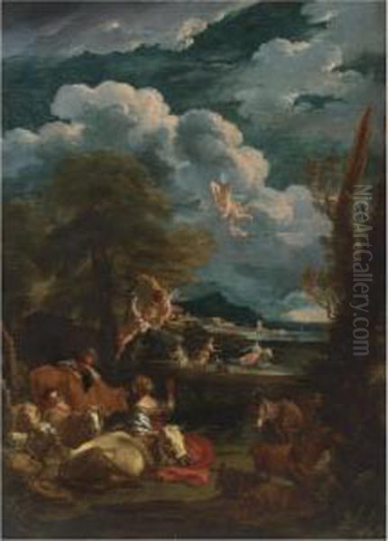 Landscape With The Rape Of Europa Oil Painting by Pieter the Younger Mulier