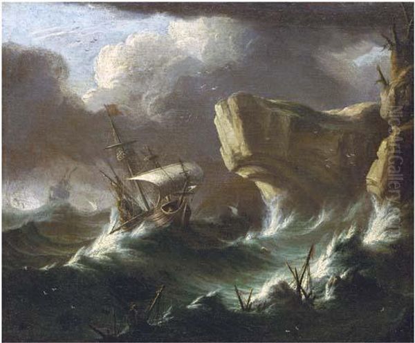 A Storm At Sea Oil Painting by Pieter the Younger Mulier