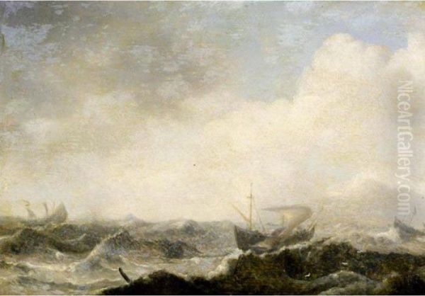 Smalschips In A Heavy Seas Oil Painting by Pieter the Younger Mulier